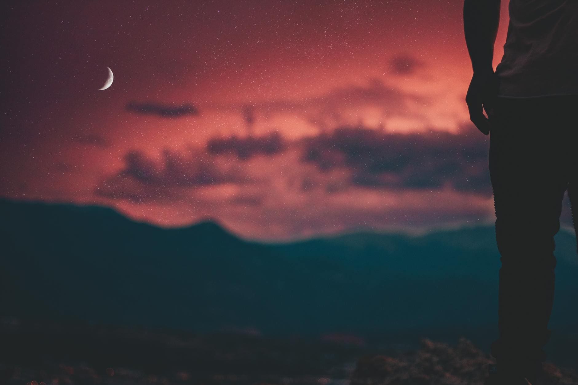 person standing on cliff